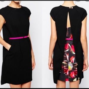 Ted Baker Black Cape Dress with Black Belt - Pageant Interview